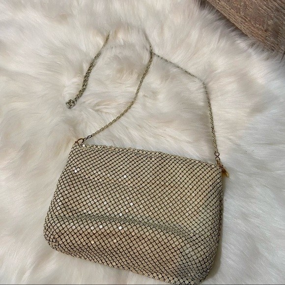 Vintage‎ women’s cream metal mesh  crossbody purse - Picture 3 of 12